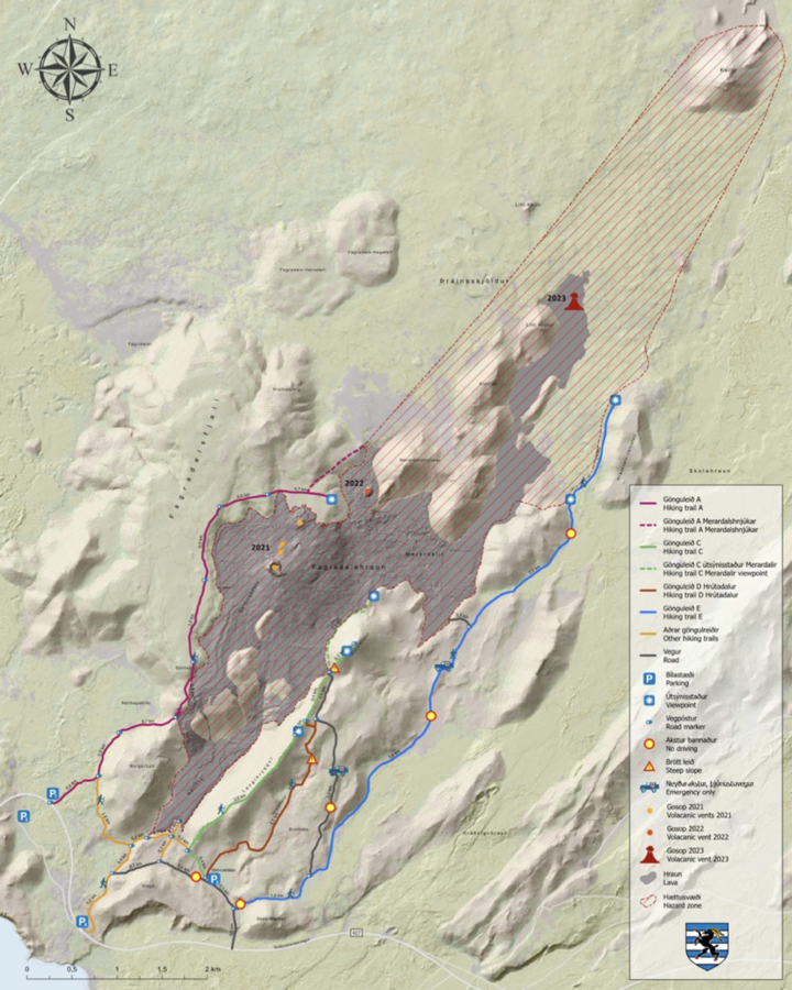 Uppfært gönguleiðakort (25. júlí 2023)
