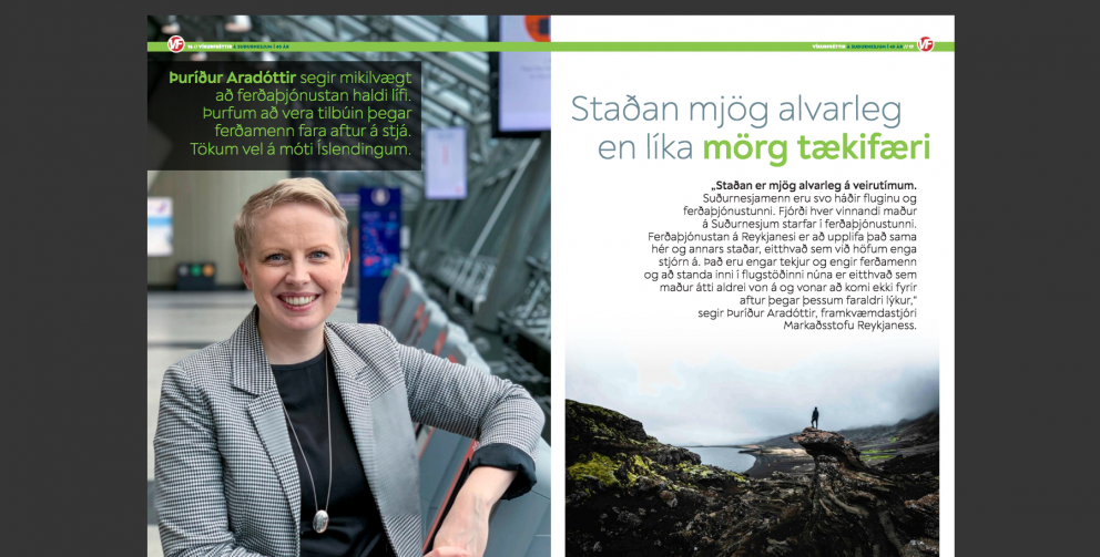 Þuríður hitti blaðamenn VF í tómri Flugstöðunni og fór yfir stöðuna.