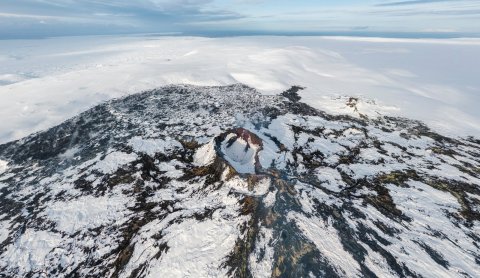 Snow in Mt. Fagradalsfjall in the winter of 2022