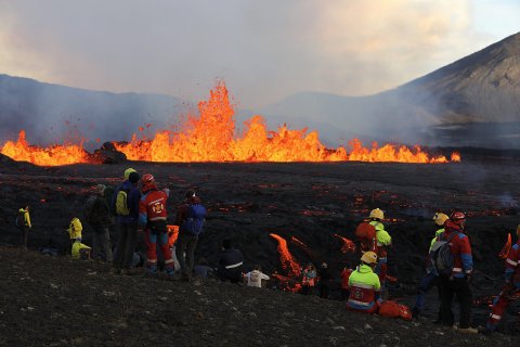 Picture from eruption site July 3rd. Picture by H0rdur