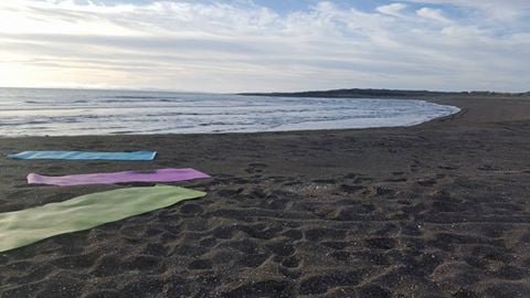 Yoga at Sandvík beach