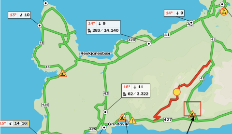 Road no. 42 from Seltún to road no. 427 closed between 00:00 and 06:00 on the 13th of July.
